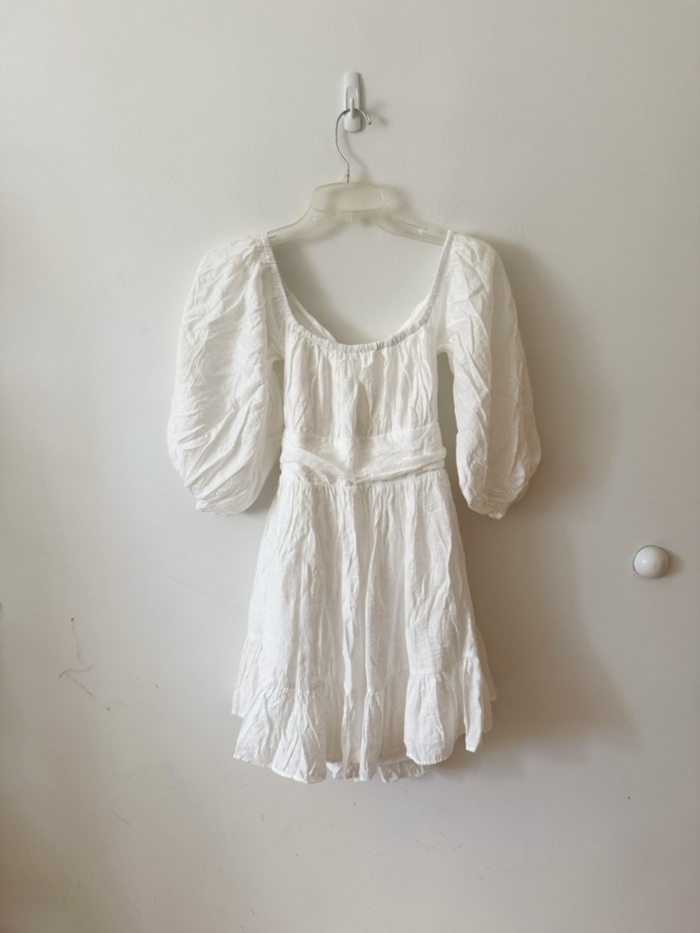 Hello Molly White Puff-Sleeve Mini Dress